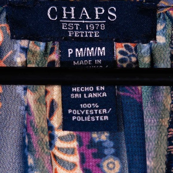 Chaps Ralph Lauren Women's Blouse Paisley V-Neck Puff Sleeve Boho Peasant Top PM - Picture 3 of 9